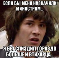 если бы меня назначили министром... я бы спиздил гораздо больше и втихарца...