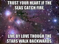 trust your heart if the seas catch fire, live by love though the stars walk backwards.