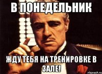 в понедельник жду тебя на тренировке в зале!