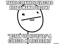 такое странное чувство когда мама говорит "делай что хочешь!"-а совесть не позволяет