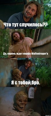 Что тут случилось?? Да, парень ждет нерфа Waffentrager'a Я с тобой,бро. 