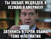 Ты заебал, Медведев, я уезжаю в Америку!! Заткнись и терпи, Обама тоже флегматик