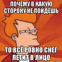 почему в какую сторону не пойдёшь то всё ровно снег летит в лицо