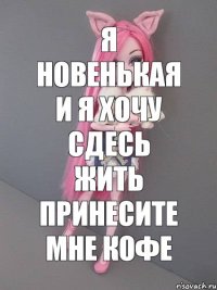 я новенькая и я хочу сдесь жить принесите мне кофе