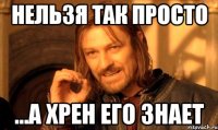 НЕЛЬЗЯ ТАК ПРОСТО ...А ХРЕН ЕГО ЗНАЕТ
