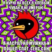 я курю на всеx,я клёвый чувак,я не умераю я насрал на мужика и пошёл спат, секс сон