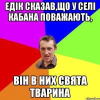 едік сказав,що у селі кабана поважають, він в них свята тварина