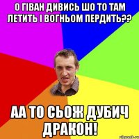 о гіван дивись шо то там летить і вогньом пердить?? аа то сьож дубич дракон!