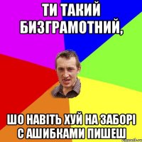 ти такий бизграмотний, шо навіть хуй на заборі с ашибками пишеш