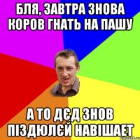 бля, завтра знова коров гнать на пашу а то дєд знов піздюлєй навішает