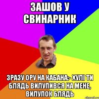 Зашов у свинарник Зразу ору на кабана:- Хулі ти блядь вилупився на мене, вилупок блядь