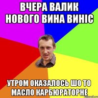 вчера валик нового вина виніс утром оказалось шо то масло карбюраторне