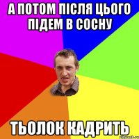 а потом після цього підем в Сосну тьолок кадрить