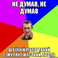 не думав, не думав шо їхній рібері такий сімулянт жосткий, падло