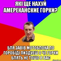 які ще нахуй амереканские горки? бля завів мотоблока по горобїді пиздуеш о че горки блять не тошо в вас