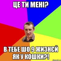 це ти мені? в тебе шо 9 жизнєй як у кошки?!