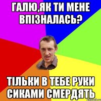 Галю,як ти мене впізналась? Тільки в тебе руки сиками смердять