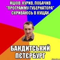 Йшов, курив, побачив "Программу губернатора" скриваюсь в кущах бандитський Пєтєрбург