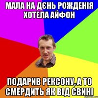 Мала на дєнь рожденія хотела айфон подарив рексону, а то смердить як від свині