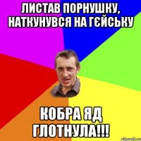 Листав порнушку, наткунувся на гєйську Кобра яд глотнула!!!