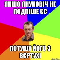 ЯКШО ЯНУКОВІЧ НЕ ПОДПІШЕ ЄС ПОТУШУ ЙОГО З ВЄРТУХІ