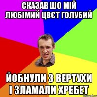 сказав шо мій любімий цвєт голубий йобнули з вертухи і зламали хребет