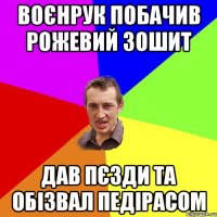 ВОЄНРУК ПОБАЧИВ РОЖЕВИЙ ЗОШИТ ДАВ ПЄЗДИ ТА ОБІЗВАЛ ПЕДІРАСОМ