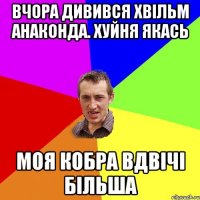 ВЧОРА ДИВИВСЯ ХВІЛЬМ АНАКОНДА. ХУЙНЯ ЯКАСЬ МОЯ КОБРА ВДВІЧІ БІЛЬША