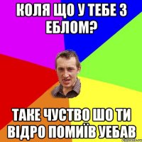 Коля що у тебе з еблом? таке чуство шо ти відро помиїв уебав