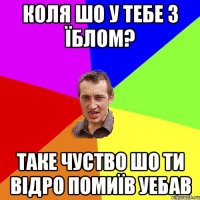 Коля шо у тебе з їблом? таке чуство шо ти відро помиїв уебав