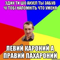 ЭДИК ТИ ШО АХУЕЛ ТЫ ЗАБУВ ЧІ ТОБІ НАПОМНІТЬ ЧТО УМЕНЯ ЛЕВИЙ КАРОНИЙ А ПРАВИЙ ПАХАРОНИЙ