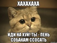 хахахаха иди на хуй! ты - пень собакам ссосать