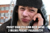 privet dian eto dima beer weva 2 mojno priexat pagavarit?!