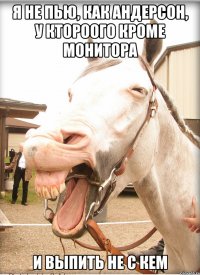 я не пью, как андерсон, у ктороого кроме монитора и выпить не с кем