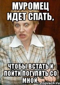 муромец идет спать, чтобы встать и пойти погулять со мной.