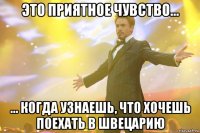 Это приятное чувство... ... когда узнаешь, что хочешь поехать в Швецарию