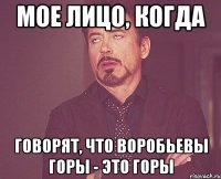 мое лицо, когда говорят, что воробьевы горы - это горы