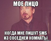Мое лицо когда мне пишут sms из соседней комнаты