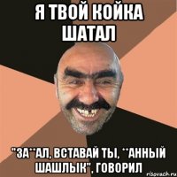 я твой койка шатал "за**ал, вставай ты, **анный шашлык", говорил
