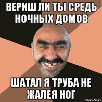 вериш ли ты средь ночных домов шатал я труба не жалея ног