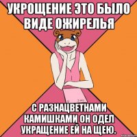 укрощение это было виде ожирелья с разнацветнами камишками он одел укращение ей на щею.