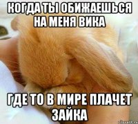 когда ты обижаешься на меня вика где то в мире плачет зайка
