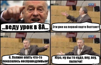 ...веду урок в 8А... Эти уже на первой парте болтают! О, Полине опять что-то показалось несправедливым! Юра, ну вы то куда, воу, воу, полегче!