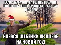 Ехав з магазина на велику побачив шо стоять тёлки начив ехать без рук цеп спав наевся щебёнки як олеве на новий год