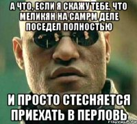 а что, если я скажу тебе, что меликян на самрм деле поседел полностью и просто стесняется приехать в перловь