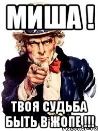 МИША ! Твоя судьба быть в жопе !!!