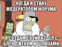 когда я стану модератором форума я создам свой раздел с блек джеком и шлюхами