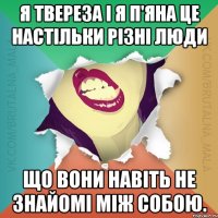 Я твереза і Я п'яна це настільки різні люди що вони навіть не знайомі між собою.