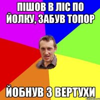 пішов в ліс по йолку, забув топор йобнув з вертухи