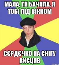 мала, ти бачила, я тобі під вікном сєрдєчко на снігу висцяв